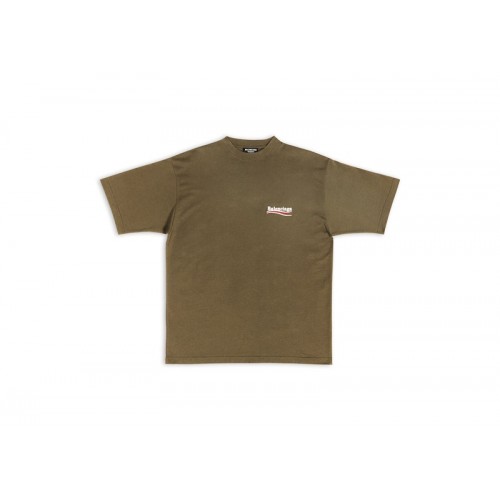 Balenciaga Mens Political Campaign Large Fit T-shirt Kaki