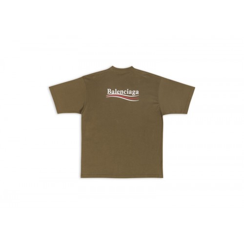 Balenciaga Mens Political Campaign Large Fit T-shirt Kaki
