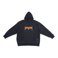 Balenciaga Metal Vintage Oversized Medium Fleece Hoodie Black/Orange