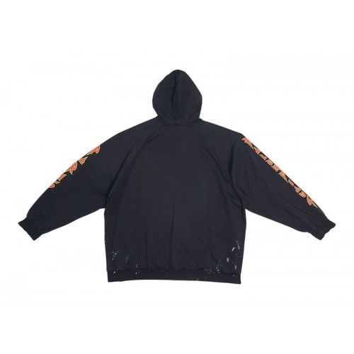 Balenciaga Metal Vintage Oversized Medium Fleece Hoodie Black/Orange