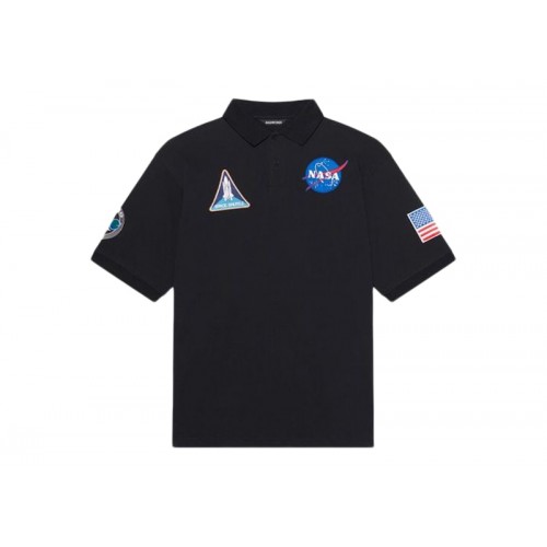 Balenciaga NASA Space Multi-Patch Polo Black