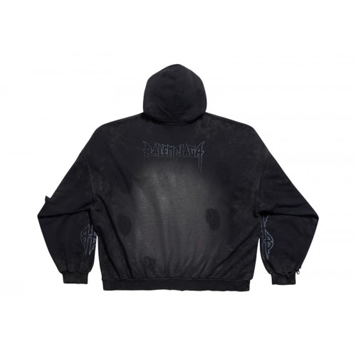 Balenciaga Paris Moon No Pocket Hoodie Oversized Faded Black