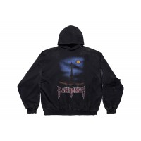 Balenciaga Paris Moon No Pocket Hoodie Oversized Faded Black