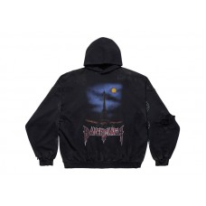 Balenciaga Paris Moon No Pocket Hoodie Oversized Faded Black