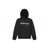 Balenciaga Script Logo Oversized Popover Hoodie Black/White