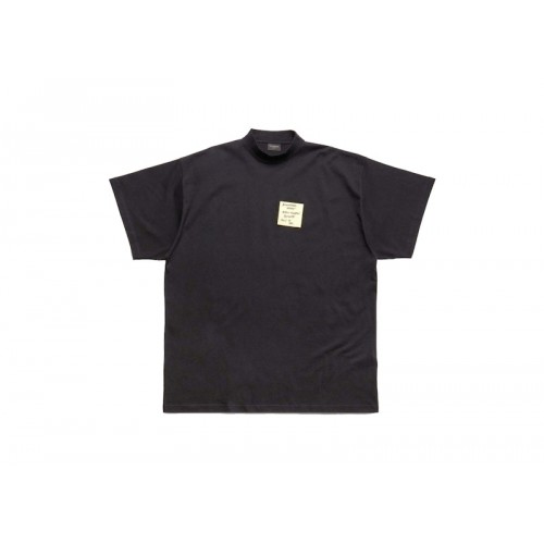Balenciaga Sticky Note T-Shirt Oversized In Faded Black