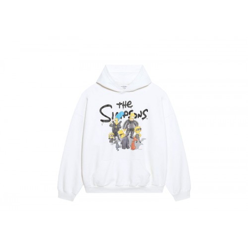 Balenciaga x The Simpsons Womens Wide Fit Hoodie White Balenciaga x The Simpsons Womens Wide Fit Hoodie White