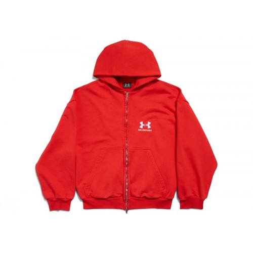 Balenciaga x Under Armour Zip-Up Hoodie Regular Fit Red/White
