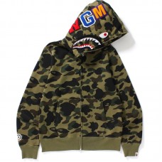 BAPE 1st Camo Shark Full Zip Hoodie Green