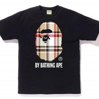 BAPE A Bathing Ape Check by Bathing Tee Black/Beige