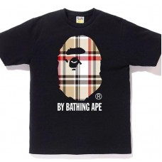 BAPE A Bathing Ape Check by Bathing Tee Black/Beige