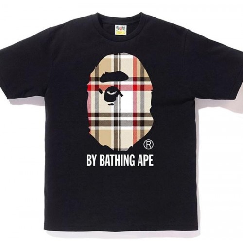 BAPE A Bathing Ape Check by Bathing Tee Black/Beige