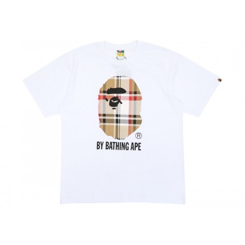 BAPE A Bathing Ape Check by Bathing Tee White/Beige BAPE A Bathing Ape Check by Bathing Tee White/Beige