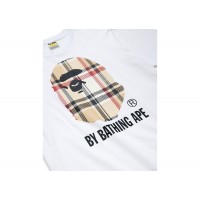 BAPE A Bathing Ape Check by Bathing Tee White/Beige
