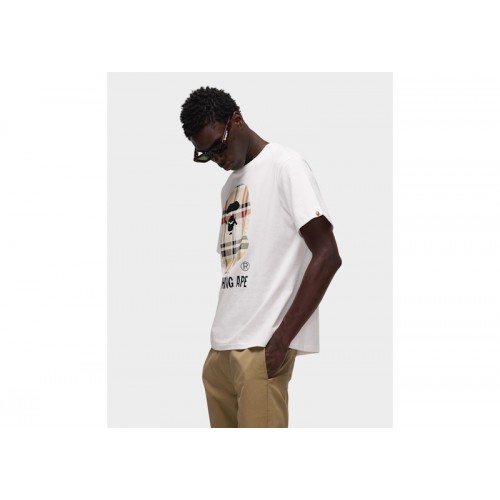 BAPE A Bathing Ape Check by Bathing Tee White/Beige BAPE A Bathing Ape Check by Bathing Tee White/Beige