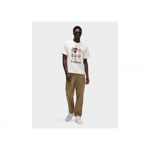 BAPE A Bathing Ape Check by Bathing Tee White/Beige BAPE A Bathing Ape Check by Bathing Tee White/Beige