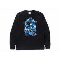 BAPE ABC Camo Japanese Letters L/S Tee Black/Blue