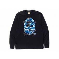 BAPE ABC Camo Japanese Letters L/S Tee Black/Blue