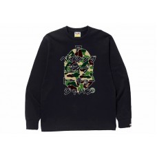 BAPE ABC Camo Japanese Letters L/S Tee Black/Green