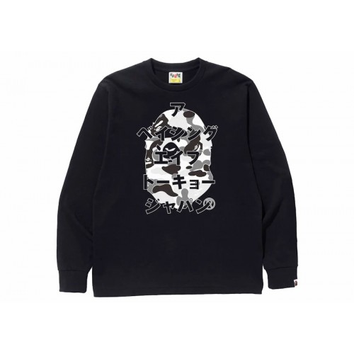 BAPE ABC Camo Japanese Letters L/S Tee Black/Grey