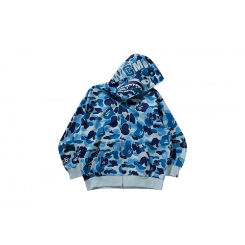BAPE ABC Camo Rayon Relaxed Fit Shark Full Zip Hoodie Blue BAPE ABC Camo Rayon Relaxed Fit Shark Full Zip Hoodie Blue