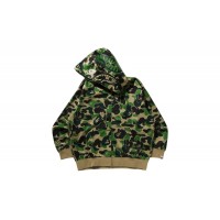 BAPE ABC Camo Rayon Relaxed Fit Shark Full Zip Hoodie Green