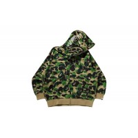 BAPE ABC Camo Rayon Relaxed Fit Shark Full Zip Hoodie Green