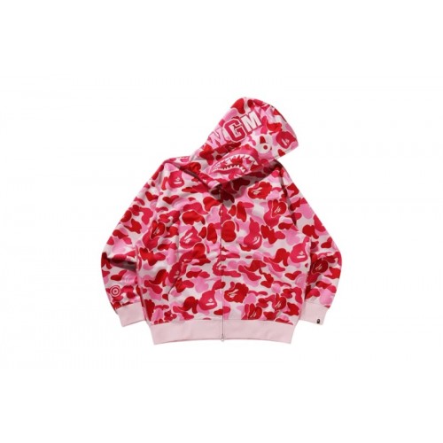 BAPE ABC Camo Rayon Relaxed Fit Shark Full Zip Hoodie Pink BAPE ABC Camo Rayon Relaxed Fit Shark Full Zip Hoodie Pink