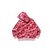 BAPE ABC Camo Rayon Relaxed Fit Shark Full Zip Hoodie Pink