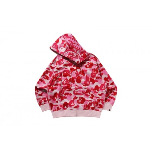 BAPE ABC Camo Rayon Relaxed Fit Shark Full Zip Hoodie Pink BAPE ABC Camo Rayon Relaxed Fit Shark Full Zip Hoodie Pink