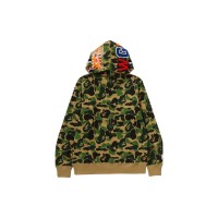 BAPE ABC Camo Shark Half Zip Pullover Hoodie Green