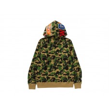 BAPE ABC Camo Shark Half Zip Pullover Hoodie Green