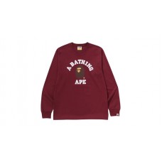 BAPE College L/S Tee (SS25) Burgundy