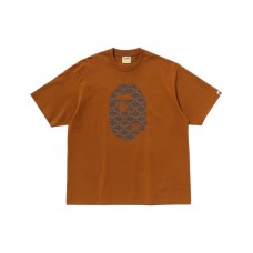 BAPE College Monogram Ape Head Relaxed Fit Tee Beige