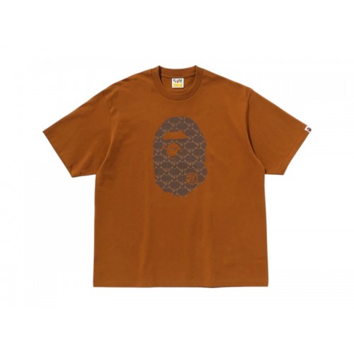 BAPE College Monogram Ape Head Relaxed Fit Tee Beige
