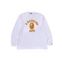 BAPE College Monogram College Relaxed Fit L/S Tee White
