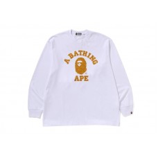 BAPE College Monogram College Relaxed Fit L/S Tee White