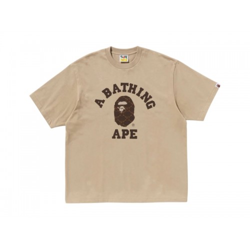 BAPE College Monogram College Relaxed Fit Tee Beige
