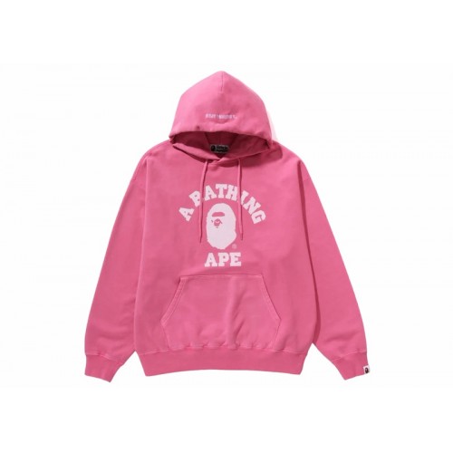 BAPE College Overdye Pullover Hoodie Pink BAPE College Overdye Pullover Hoodie Pink