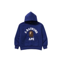 BAPE College Puffy Relaxed Fit Pullover Hoodie Blue