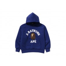 BAPE College Puffy Relaxed Fit Pullover Hoodie Blue