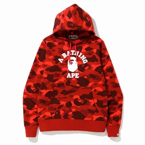 BAPE Color Camo College Pullover Hoodie Red/Burgundy