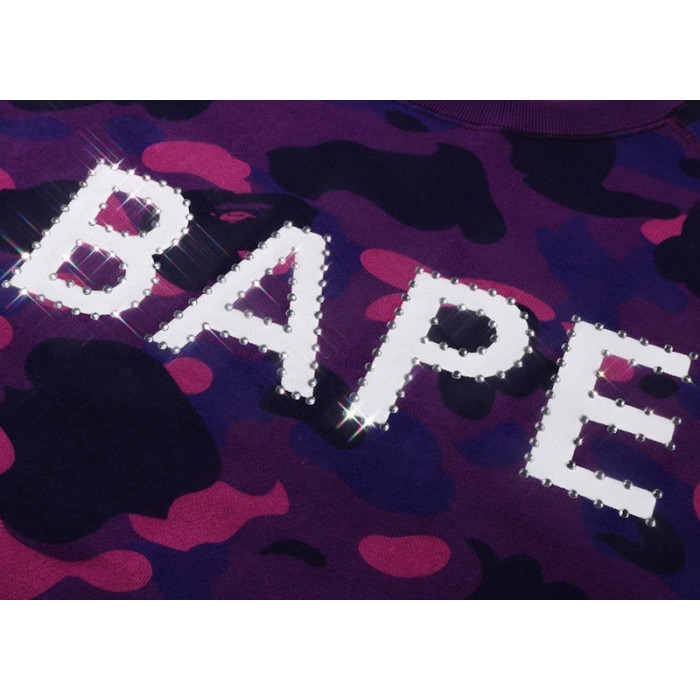 BAPE Color Camo Crystal Stone Relaxed Fit Crewneck Sweatshirt (SS22) Purple