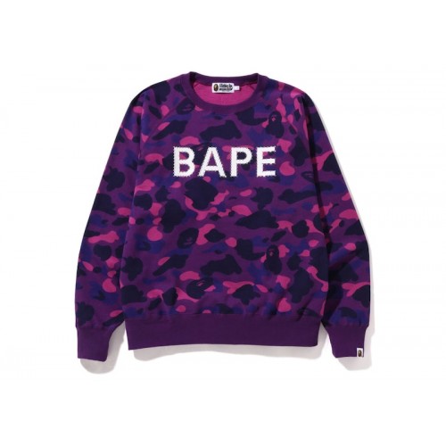 BAPE Color Camo Crystal Stone Relaxed Fit Crewneck Sweatshirt (SS22) Purple