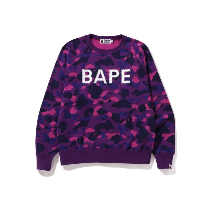 BAPE Color Camo Crystal Stone Relaxed Fit Crewneck Sweatshirt (SS22) Purple