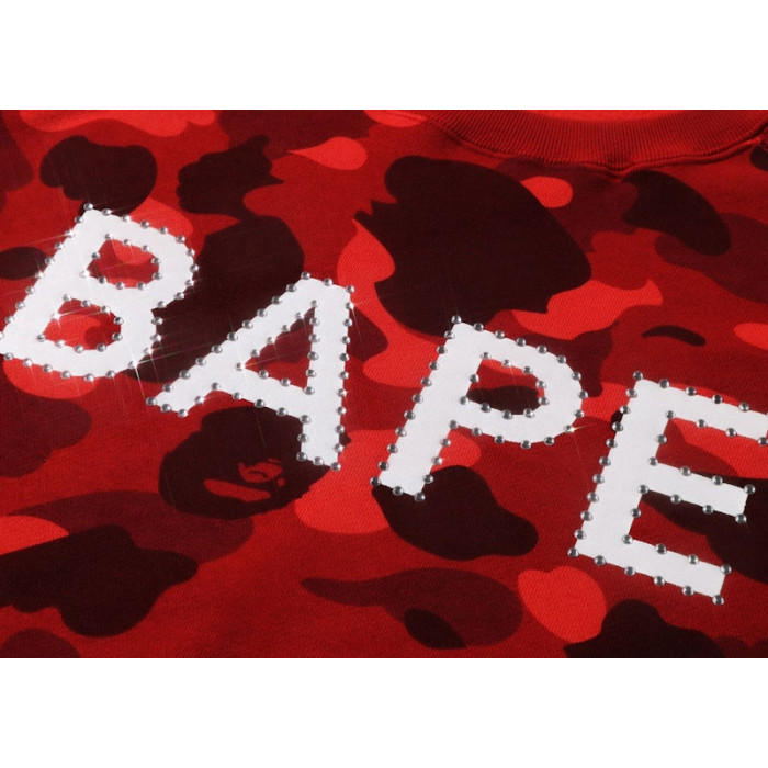 BAPE Color Camo Crystal Stone Relaxed Fit Crewneck Sweatshirt (SS22) Red