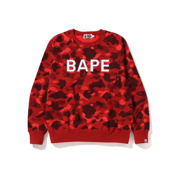 BAPE Color Camo Crystal Stone Relaxed Fit Crewneck Sweatshirt (SS22) Red