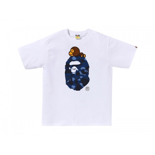 BAPE Color Camo Milo On Big Ape Tee White/Navy
