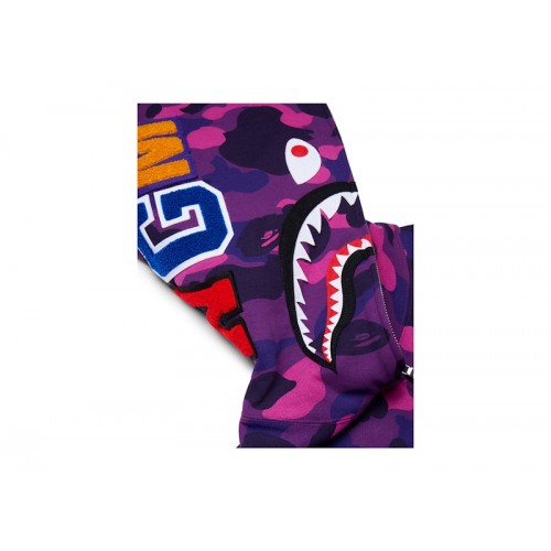 BAPE Color Camo Shark Full Zip Hoodie Purple BAPE Color Camo Shark Full Zip Hoodie Purple