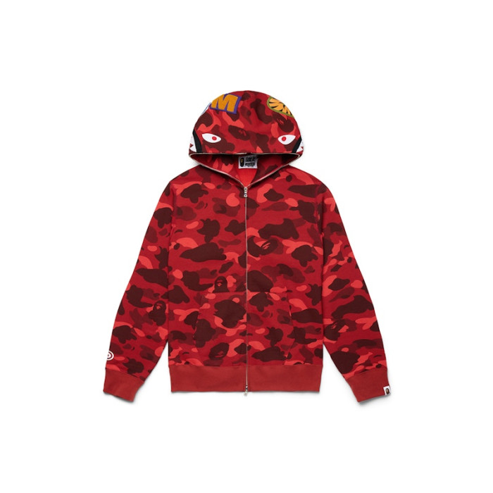 BAPE Color Camo Shark Full Zip  Hoodie Red